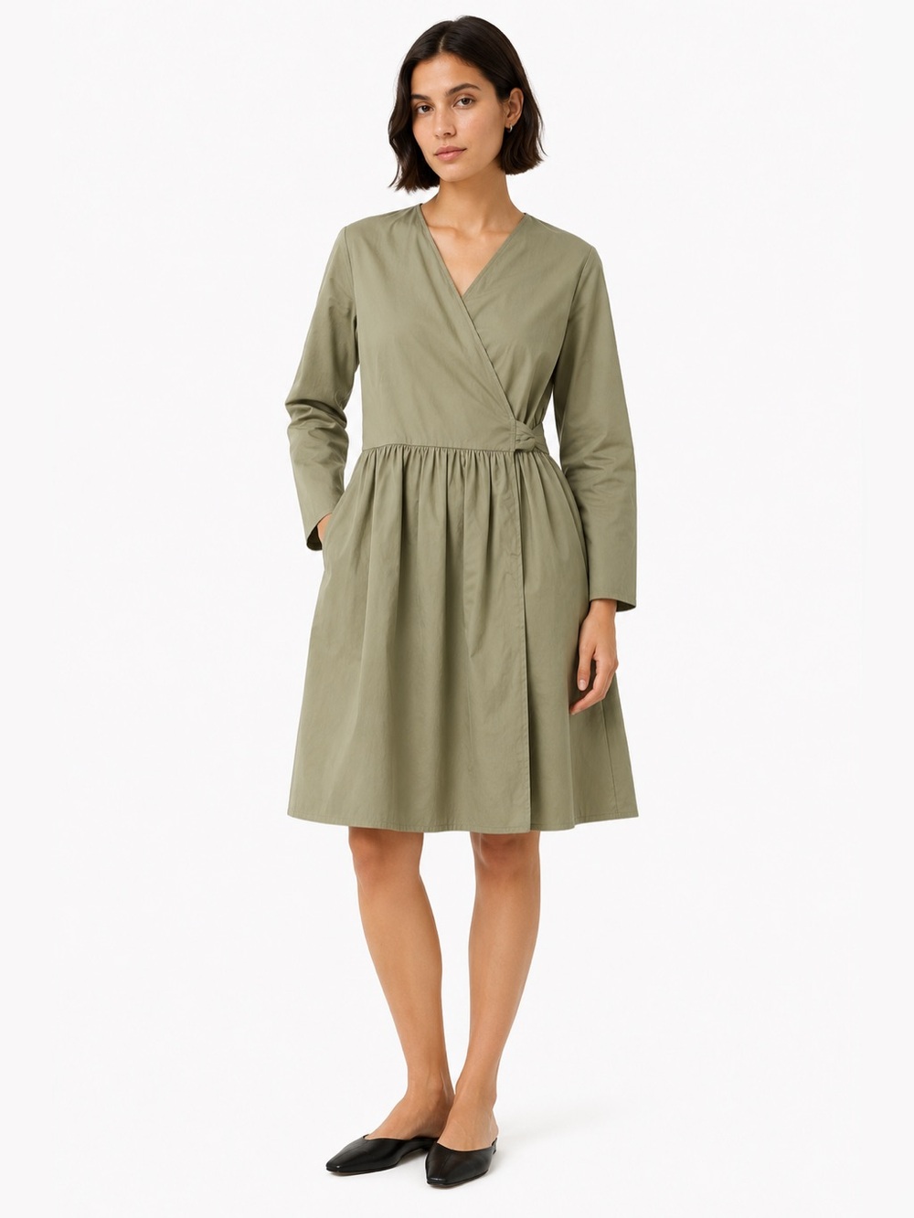 COS Olive Green Wrap Mini Dress